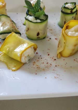 Une photo de Courgettes à la brousse et menthe