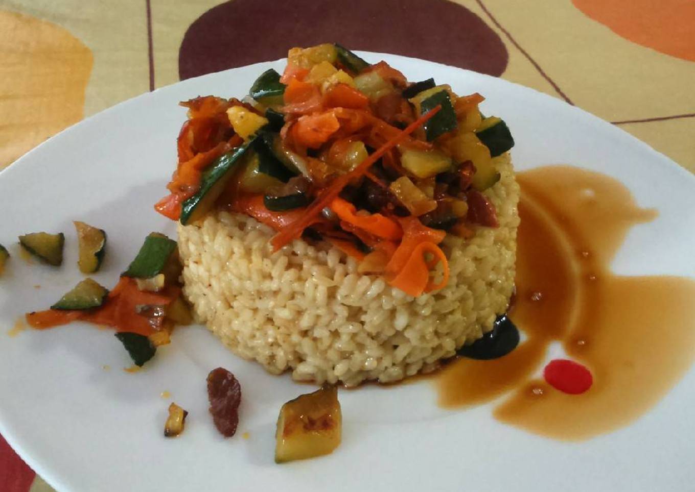 Arroz al curry con leche de coco y verduritas