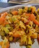 Cabbage carot peas sabzi in pressure cooker