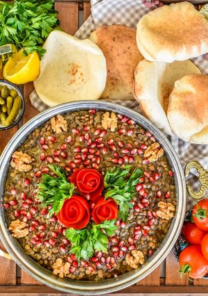 صورة لوصفة طبق عدس وباذنجان ❤️❤️