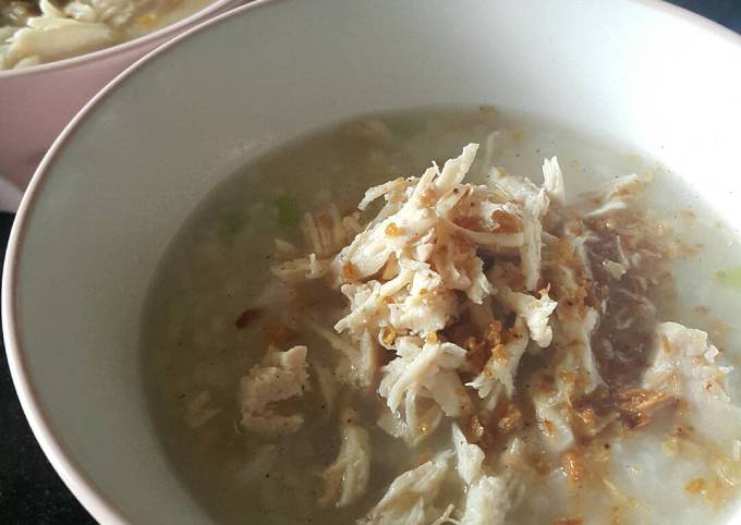 Recipe of Quick Kao Tom Kai Cheek ข้าวต้มไก่ฉีก - Rice Porridge with shredded chicken