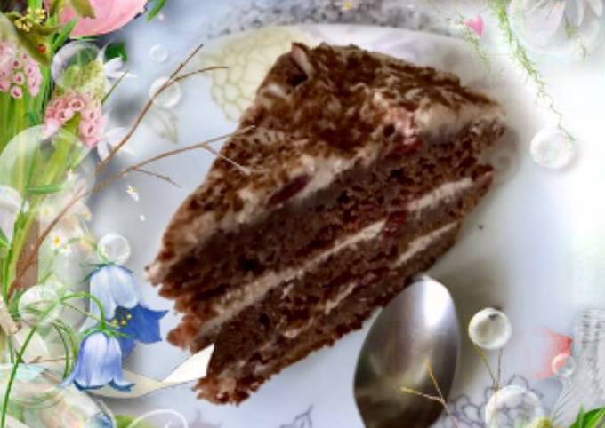 Шоколадный торт с вишней, пошаговый рецепт на ккал, фото, ингредиенты - Sенечка