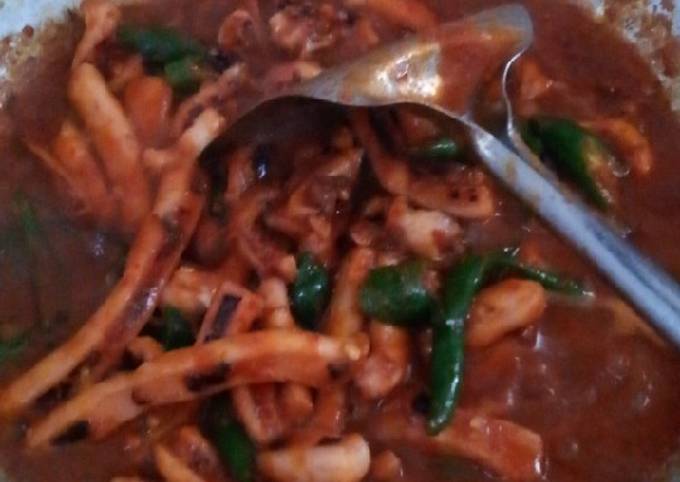 Cara Memasak Resep Cumi bumbu merah sambal ijo saus tiram