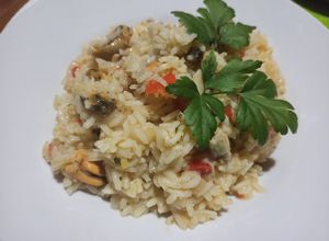 Una foto de Arroz con mejillones tipo risotto