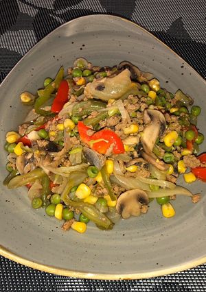 Una foto de Verduras con carne