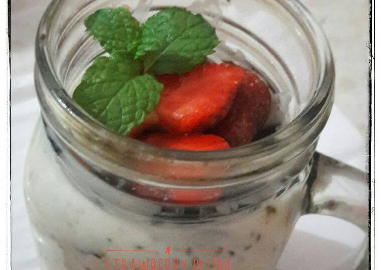 Resep Strawberry Plum Overnight oatmeal, Bikin Ngiler