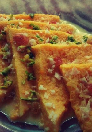 A picture of Mango Shahi Tukda (fusion Indian dessert) 💛.