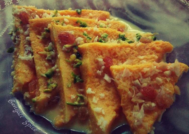 Recipe of Perfect Mango Shahi Tukda (fusion Indian dessert) 💛