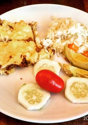 Una foto de Carne molida con puré y queso