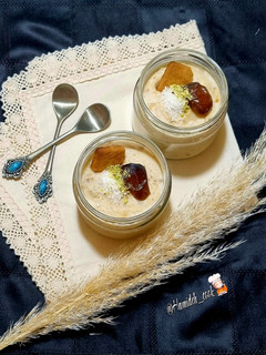 عکسی از دستور فرنی خرما و بیسکوئیت🥃