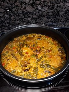Una foto de Arroz seco con bacalao y 10 verduras