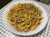 Macaronis complets au roquefort et lomo fumé