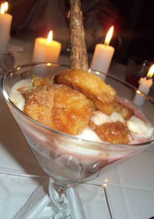 Una foto de Postre de plátano maduro