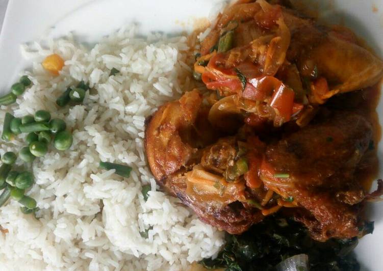 Steps to Prepare Speedy Chicken with white Rice and Veggies