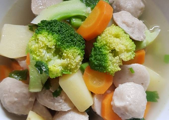 Resep Sup sayur bakso Anti Gagal