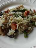 Risotto de Cogumelos, Tomate seco, Espargos e Linguiça (versão mais saudável sem queijo)