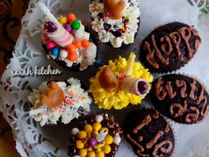 Cara Simple Membuat Resep  Eggless Moist Chocolate Birthday Cup Cake yang Bisa Manjain Lidah, Menggugah Selera