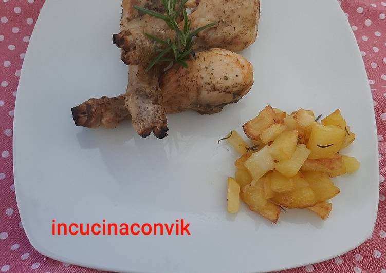 Steps to Prepare Ultimate Fusi di pollo con patate al forno