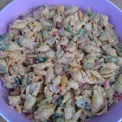 A picture of Tofette pasta with peppers.