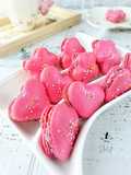 Heart macarons with blueberry filling