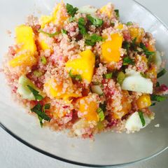 A picture of Jamun infused Quinoa and Mango Salad.