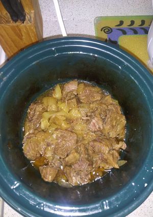 Una foto de Carne de cerdo en olla de cocimiento lento