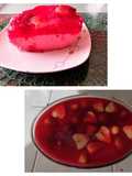 Postre de gelatina y fresas