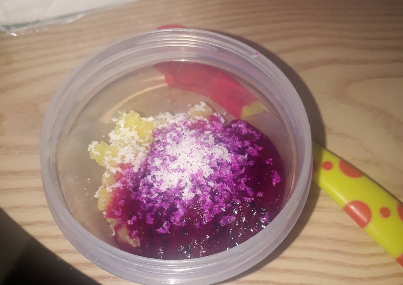 Snack bayi 6 bulan : ubi saus naga toping keju