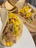 Tacos de langostinos y atún