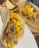 Tacos de langostinos y atún