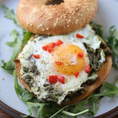 Green Pesto Fried Egg 🍳🌿 A picture of Green Pesto Fried Egg 🍳🌿.