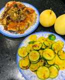 Cá ngừ bò sốt sa tế không cay và bí ngòi xào