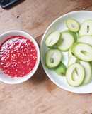 Xoài bao tử chấm mắm ớt đường