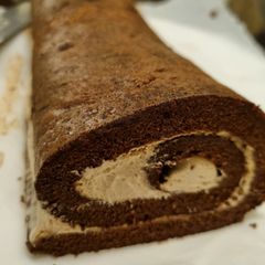 A picture of Keto swiss roll cake with cream cheese filling.