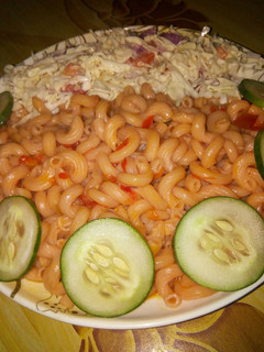A picture of Macaroni and cabbage salad.