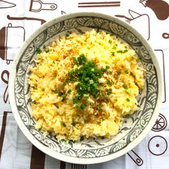 A picture of Egg fried rice for breakfast.