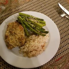 A picture of Spicy Parmesan-Dijon Crusted Pork Chops.