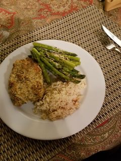 A picture of Spicy Parmesan-Dijon Crusted Pork Chops.