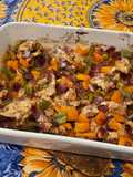 Poulet aux poivrons bicolores, oignon rouge, ail et tamarin