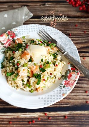Une photo de Risotto au saumon fumé