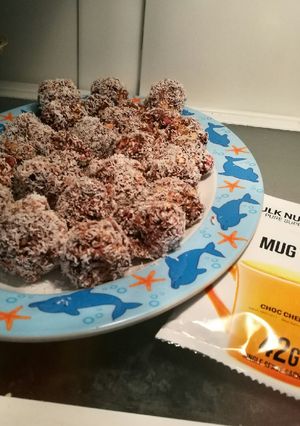 A picture of Rocky road protein balls.