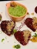 Beetroot  cutlets with avocado walnut dip