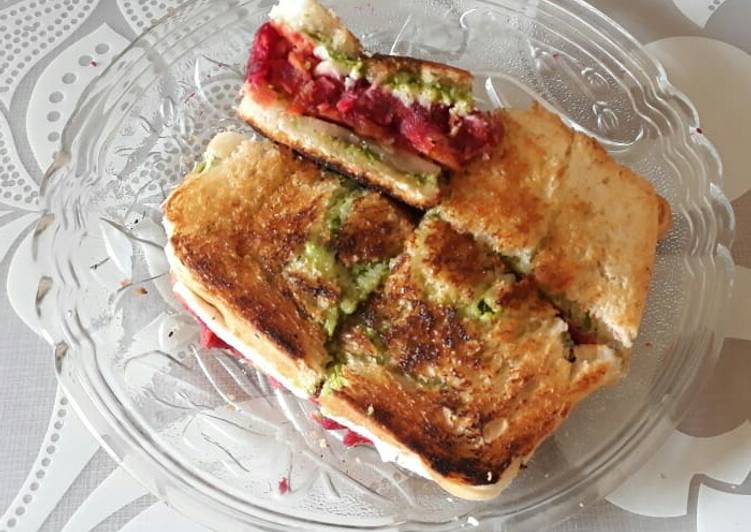 Easiest Way to Make Super Quick Homemade Beetroot Cutlet Toast Sandwich