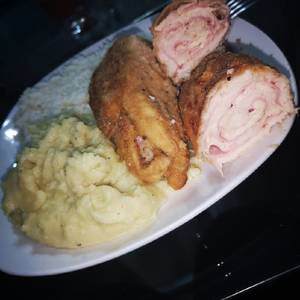 Pollo enrollado con Puré