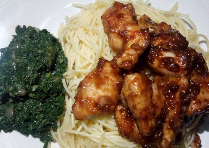 Chicken, pasta and mchicha #maindish#teamalpha#luhyalocaldishes