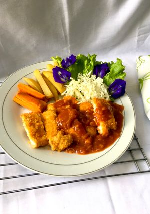 Foto resep Chicken Katsu with blackpepper sauce