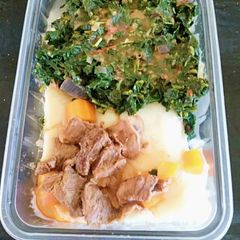 A picture of Beef Stew with Kienyeji Greens#theme challenge.