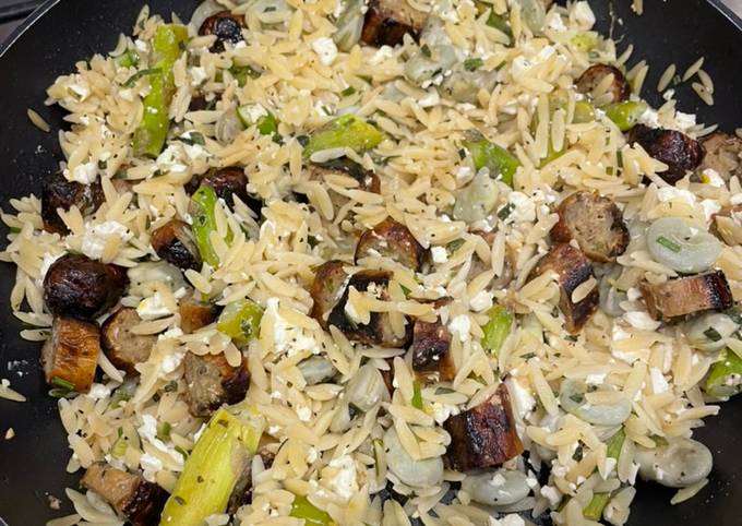 Easiest Way to Prepare Quick Orzo pasta with broad beans, asparagus and feta