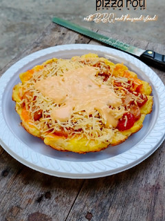 Foto resep Roti pizza with BBQ and thousand island