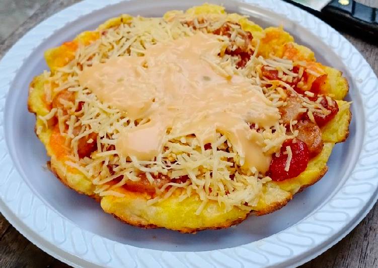 Cara Gampang Menyiapkan Roti pizza with BBQ and thousand island, Sempurna